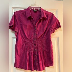 100% cotton boho Eddie Bauer button up blouse